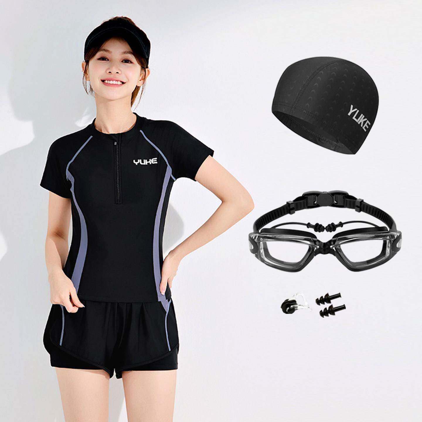 少年分体泳衣女平角泳裤双层防尴尬专业训练大初高中学泳装0420e