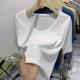 春季 0205z 简约上衣百搭打底衫 白色螺纹短袖 女亲肤面膜T恤2026韩版