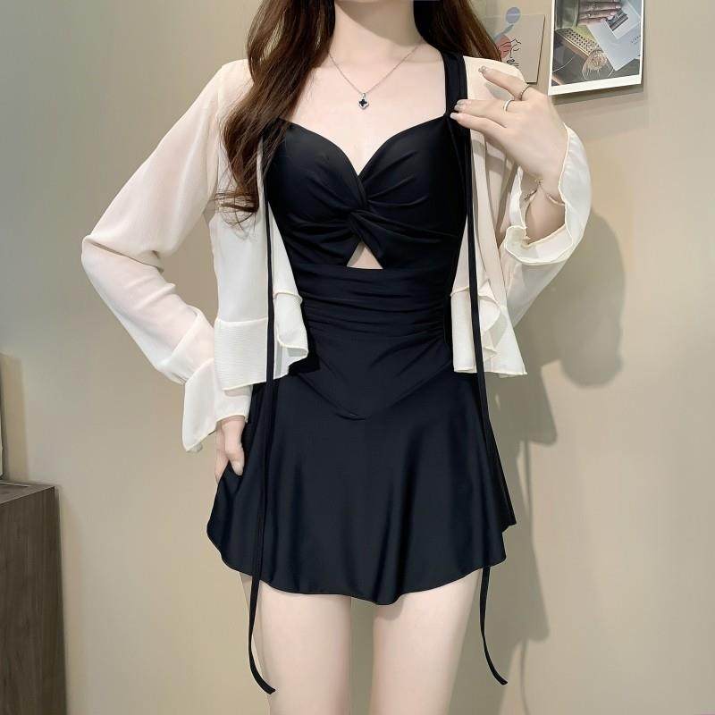 泳衣女2026新款连身裙式平角遮肉显瘦微胖长袖罩衫保守泡温0119r,运动/瑜伽/健身/球迷用品,连体泳衣,淘宝优惠券,粉丝福利购,淘宝优惠卷