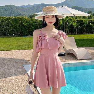 保守遮肚显瘦大码 泳衣女带钢圈时尚 泡温泉0927c 连体裙式 2025新款