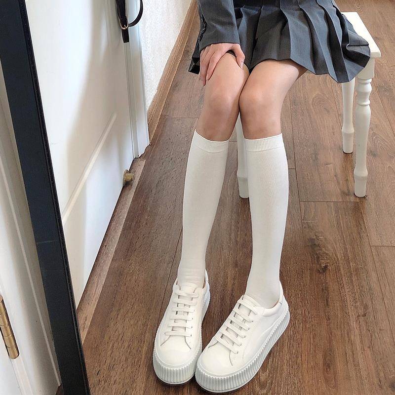 秋冬潮袜子女白色中筒袜黑色及膝长筒袜白色小腿袜1016z
