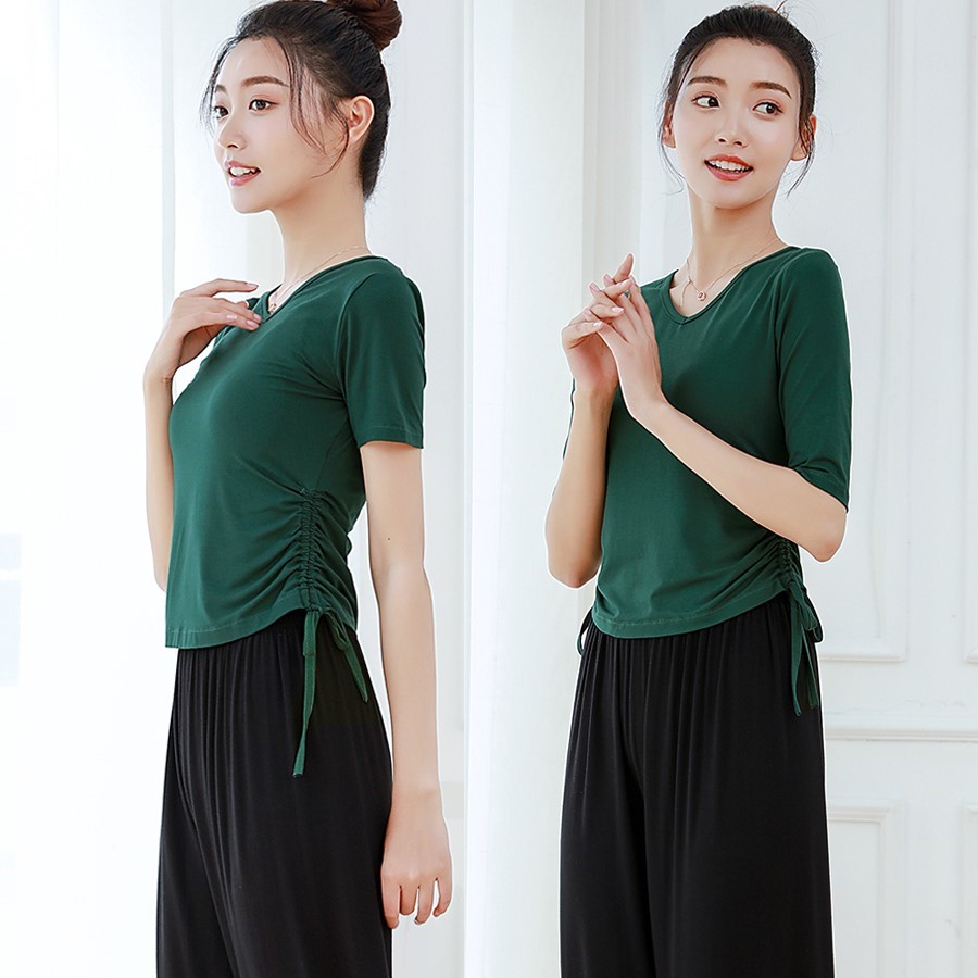 形体舞蹈训练服练功服上衣女跳舞服装短袖现代拉丁古典0品牌0430z