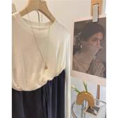 早弹简约圆领打底衫 春季 亲肤面膜T恤女白色长袖 百搭上衣0205z