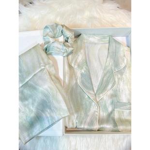 流光高级彷真丝睡衣女春秋长袖网红风长袖家居服送闺蜜礼盒0120r