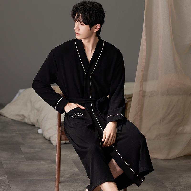 秋冬睡袍男款秋冬季薄绒中长款浴袍情侣2025新款色保暖女士1009c