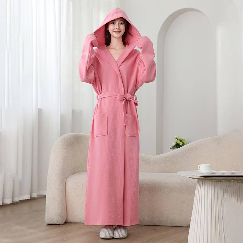 秋冬浴袍女款四季通用连帽浴衣睡衣秋款加长款男士睡袍1009c