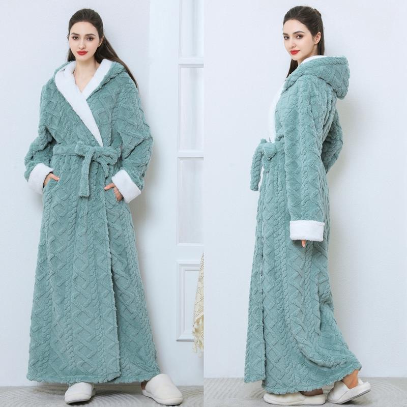 秋冬睡袍女秋冬季长款到脚踝加厚法兰绒2025新款男士睡衣珊1009c