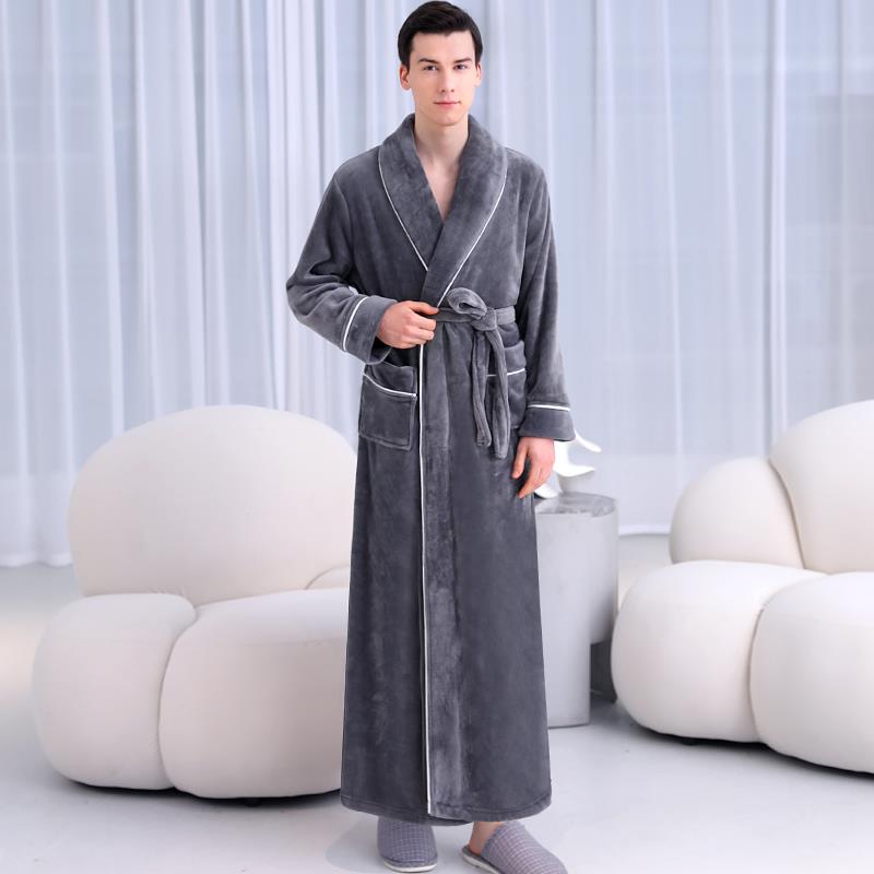 秋冬冬季男士加厚睡袍2025新款秋珊瑚绒睡衣情侣加长款法兰1009c