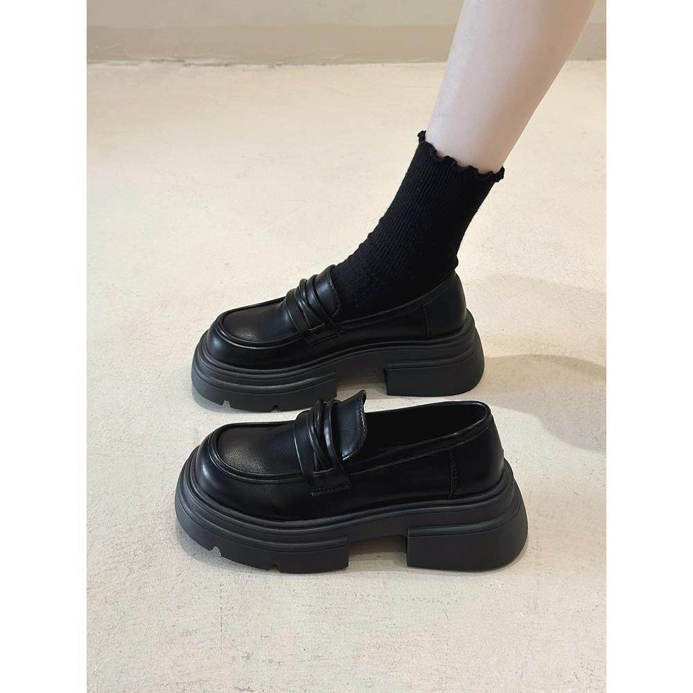 小皮鞋2026新款春季厚底乐福鞋女式黑色平底鞋英式风格鞋0125w,女鞋,时尚休闲鞋,淘宝优惠券,粉丝福利购,淘宝优惠卷