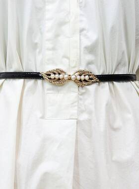 女士腰带细配连裙子装饰时尚百搭黑色裙带自由调节收腰毛衣1012r