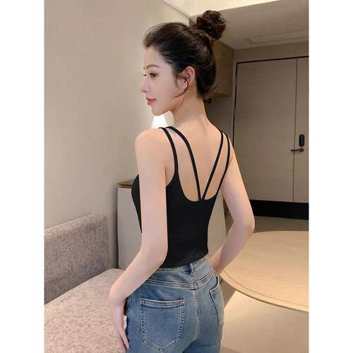 夏季美背短款吊带背心女新款外穿内搭修身显瘦无袖打底0407z