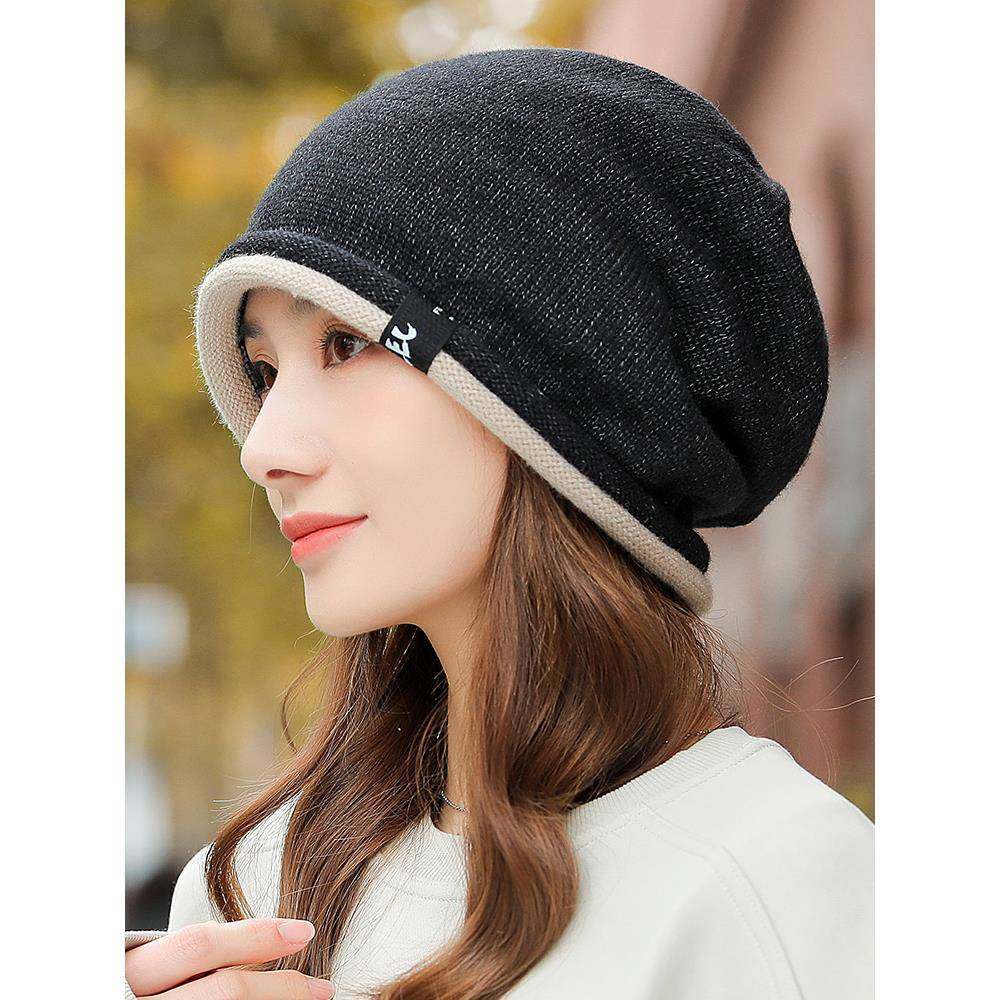 帽子女士秋冬季2025年时尚毛线帽保暖洋气针织帽显脸小堆堆1214r