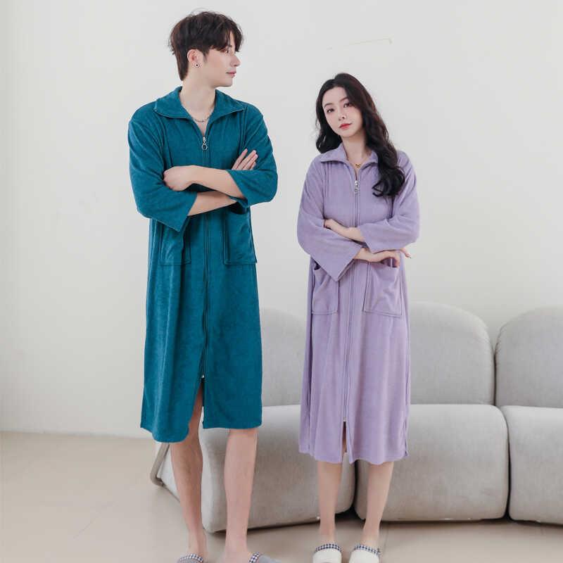 秋冬浴袍式拉炼炼浴巾男女可穿可裹干浴衣懒人洗澡浴裙睡衣1009c