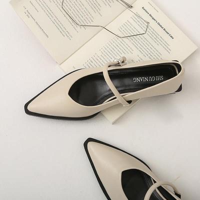 玛丽珍低跟鞋子女2026早春季新款白色尖头小跟风温柔女鞋单0129w