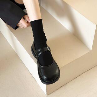 浅口玛丽珍鞋女2026年春夏季圆头低跟单鞋英伦风制服小皮鞋0208e