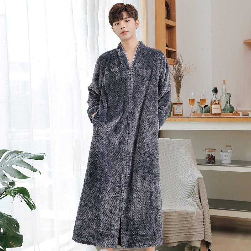 秋冬秋冬连体睡衣男士睡裙大码浴袍长法兰绒懒人珊瑚绒家居1009c