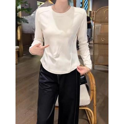 春女打底衫感修身正肩圆领长袖T恤季新款大码胖显瘦内搭打底0110k