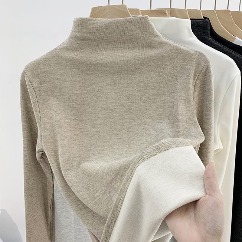 洋气显瘦暖打底衫装冬季修身半高领气质修身长袖T恤洋气内搭1102w