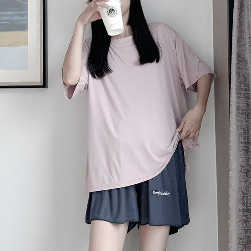孕妇睡衣夏季宽松薄款休闲透气百搭莫代尔孕妇家居服短袖短裤套装