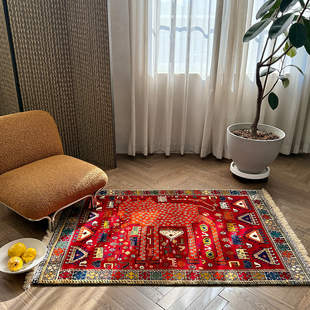 花素希 伊朗进口波斯手工羊毛地毯部落游牧艺术狮子地垫墙面挂毯