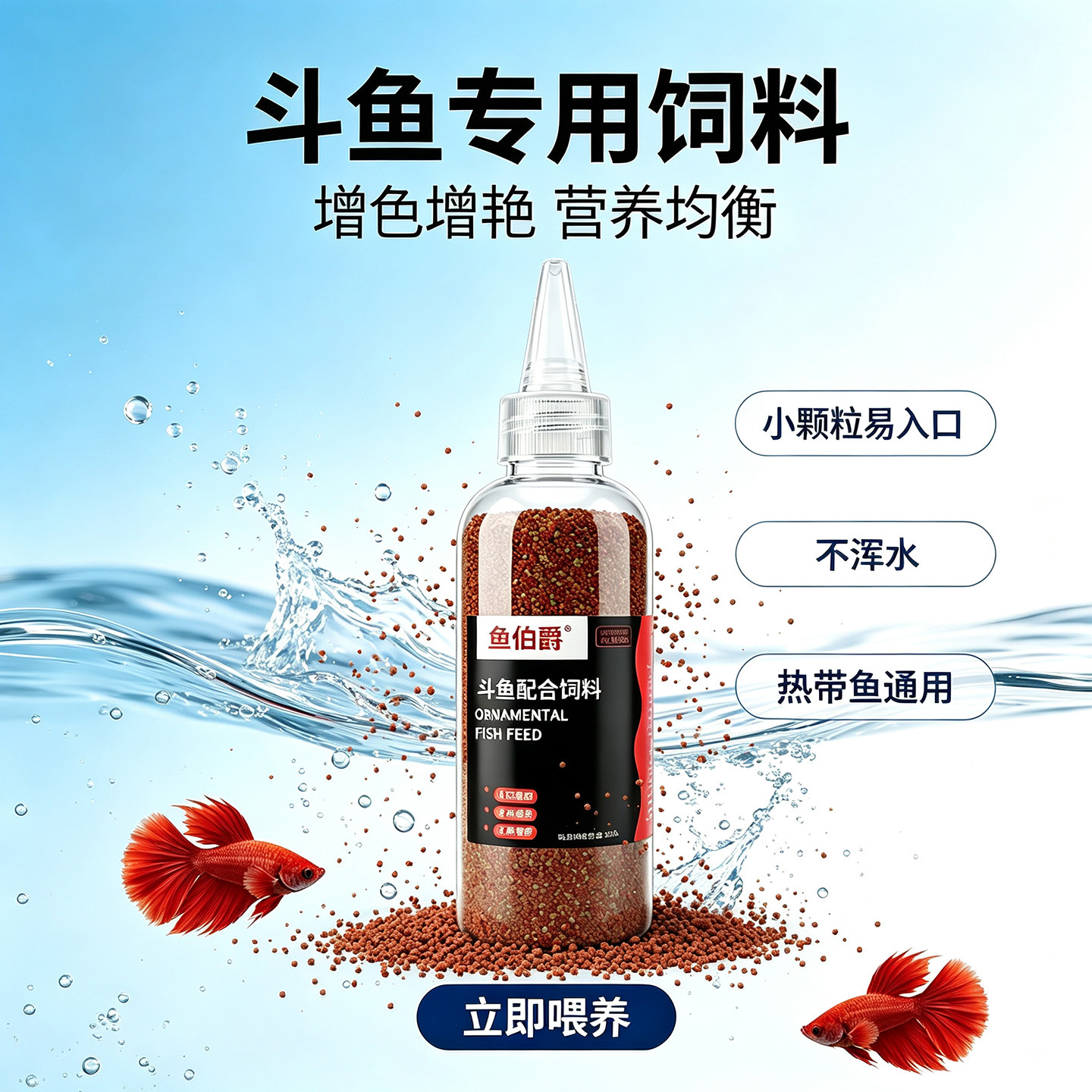 斗鱼专用饲料高蛋白小颗粒鱼食小型鱼热带观赏鱼通用鱼粮增体增色
