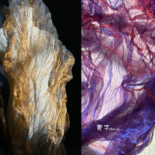 涤纶服装欧美幻彩欧根纱连衣裙