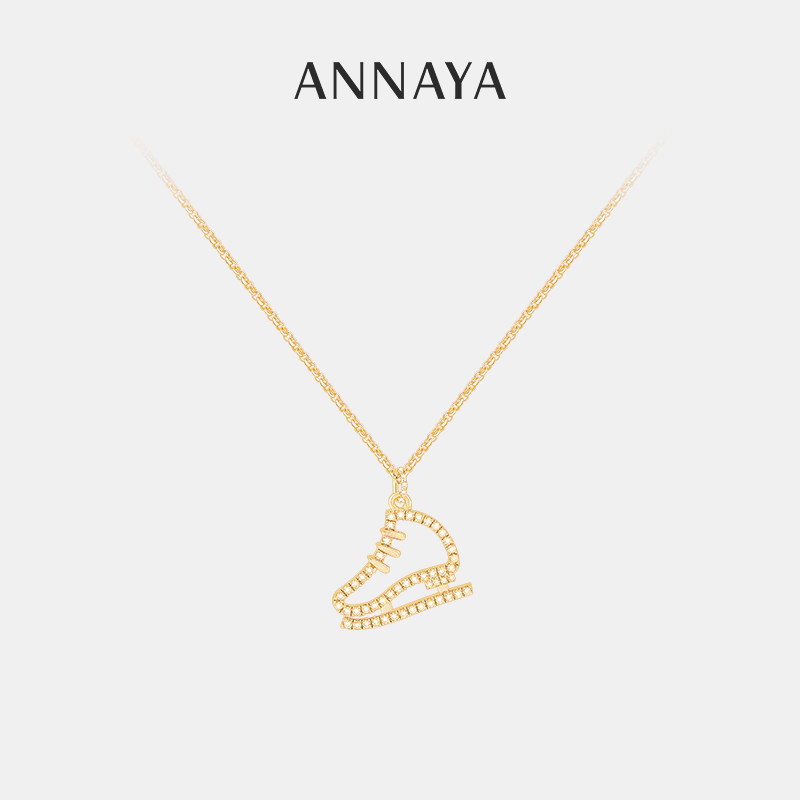 Annaya运动风项链花样滑冰鞋耳钉高级感锁骨链耳环节日礼物送女友