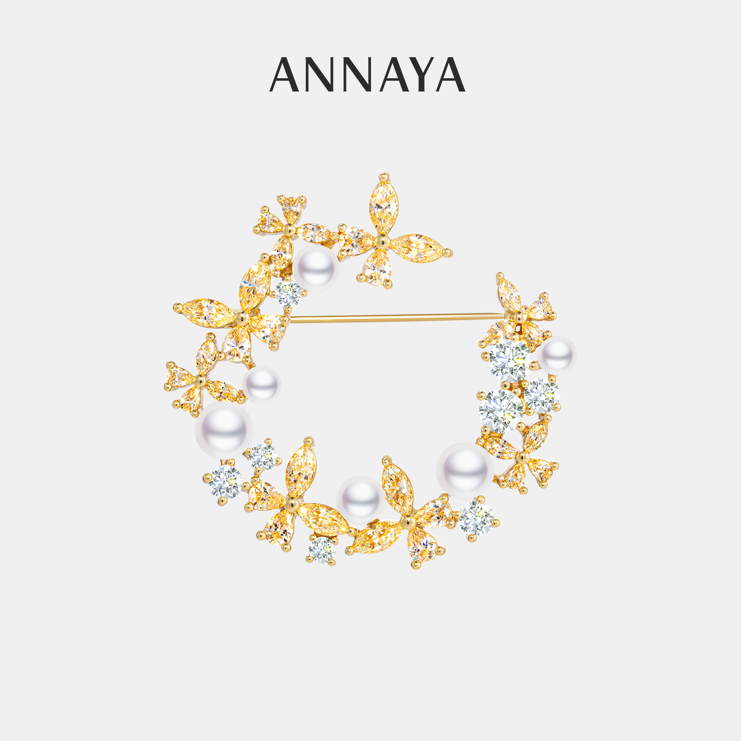 Annaya胸针蝴蝶花环西装配大衣胸花配饰节日礼物送领导教师女友