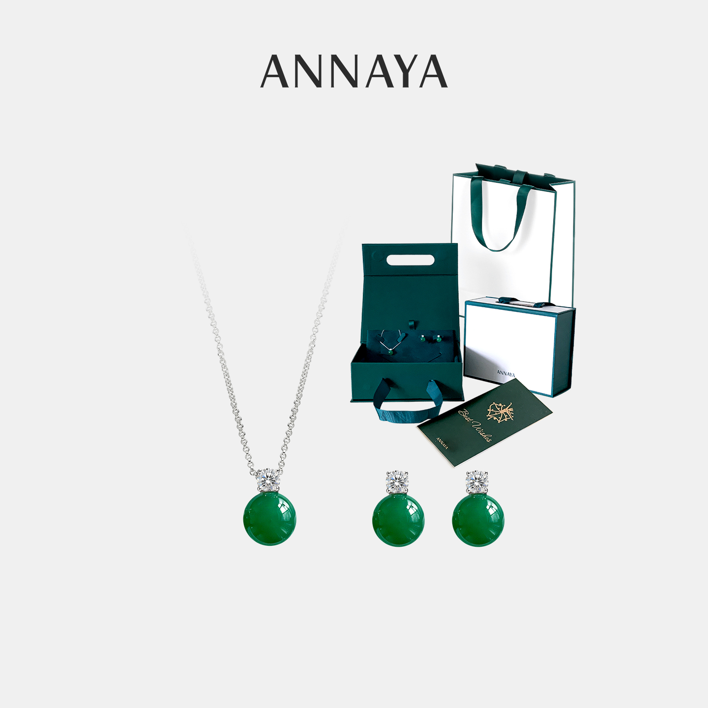 新中式国风耳钉项链戴妃套装