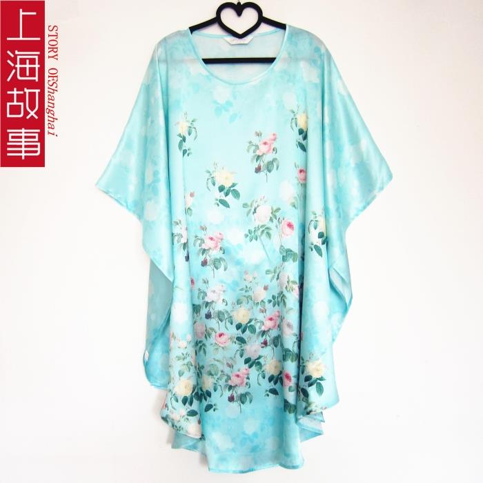 顺丰送礼盒上海故事真丝睡衣女柔软胖宽松加大码睡裙桑蚕丝蝙蝠裙