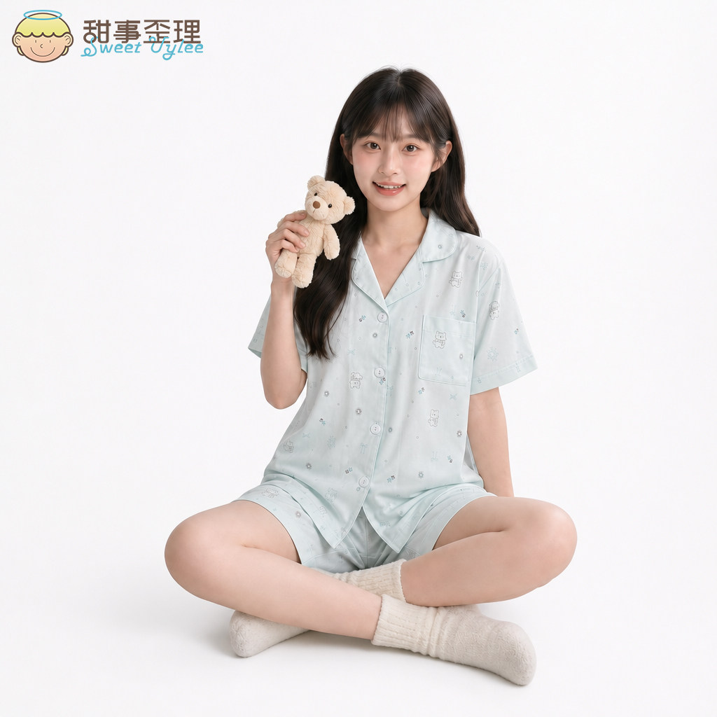 短袖短裤睡个好觉睡衣礼盒薄荷小猫款春夏可爱家居服送礼闺蜜女友
