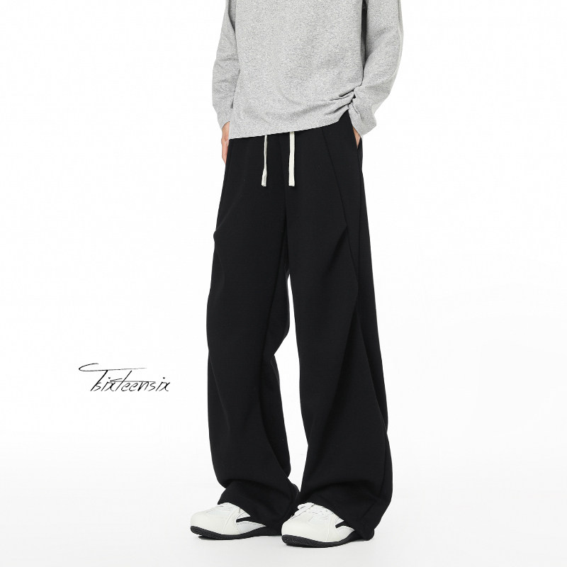 美式重磅褶皱卫裤男秋季cleanfit休闲裤子A166-KA5804-特P37控75,男装休闲裤,电商A166
