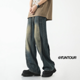 美式高街牛仔裤夏季男2024直筒宽松弯刀裤子A166-K018-特P45控75，男装牛仔裤，电商A166