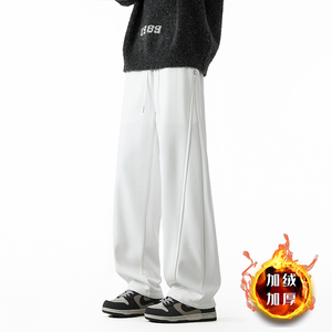 纯色垂感弯刀运动裤男潮宽松休闲卫裤A166-NK357-特P40加绒50控78，男装休闲裤，电商A166