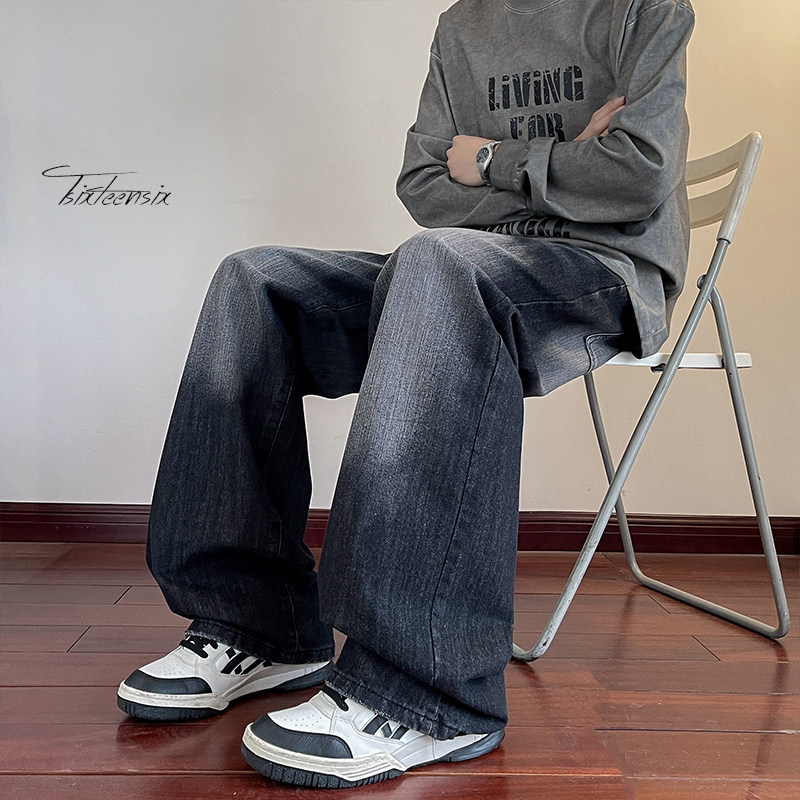 水洗竹节纹牛仔裤男春季美式宽松直筒裤子A166-NA5J07-特P40控75，男装牛仔裤，电商A166