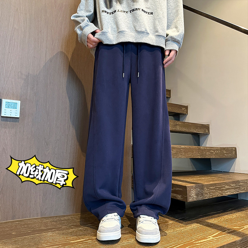 弯刀卫裤男加绒直筒秋冬休闲运动裤子A166-NK357-特P40加绒50控78,男装休闲裤,电商A166