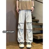 美式褶皱冰丝伞兵裤男夏季薄款运动休闲裤A166-YK147-特P25控48，男装休闲裤，电商A166