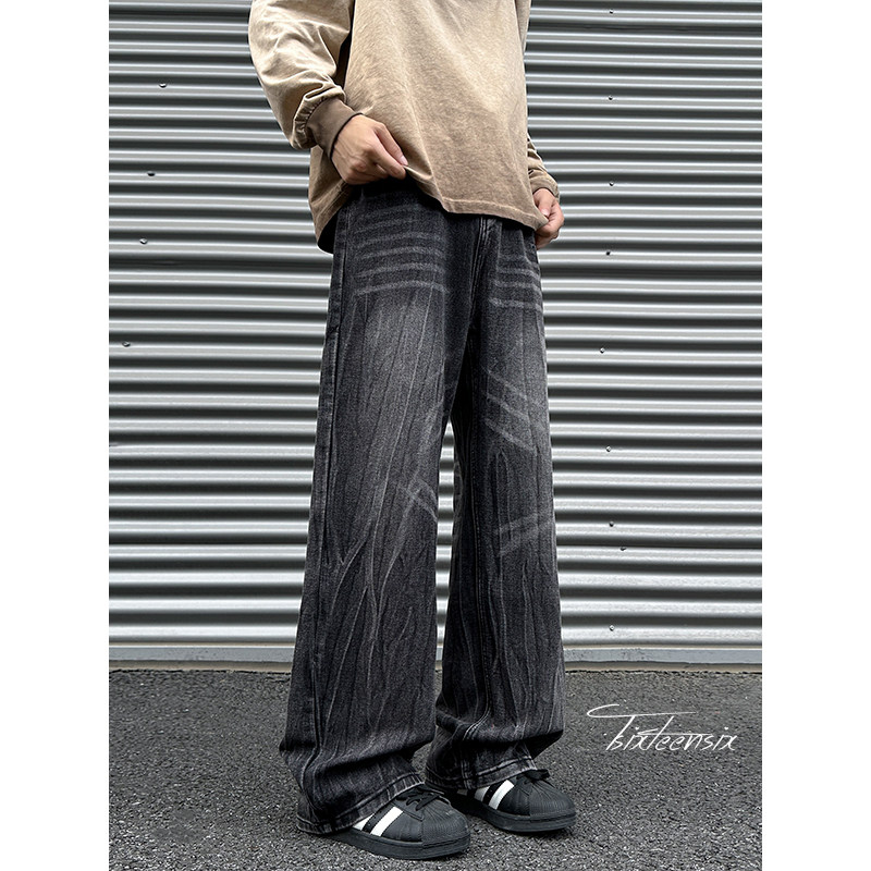 闪电纹牛仔裤男美式高街cleanfit直筒裤子A166-NA5604-特P40控78,男装牛仔裤,电商A166