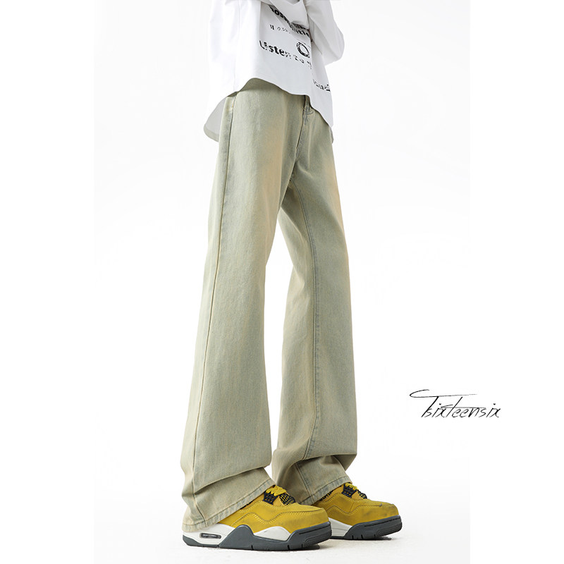 牛仔裤男春季美式高街微喇裤子A166-8806-特P黑色22彩色27白色28，男装牛仔裤，电商A166