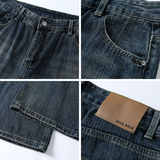 美式高街竹节纹牛仔裤男水洗裤直筒微喇裤A166-NA5J14-特P40控75，男装牛仔裤，电商A166