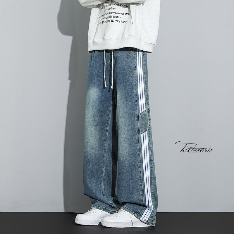 三条杠牛仔裤男美式高街vibe裤子直筒裤子A166-NA5515-特P40控75图片