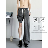 冰丝凉感牛仔裤男夏美式高街直筒裤A166-NA5202-特P33控75，男装牛仔裤，电商A166