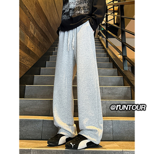 复古潮牌纯色直筒垂感运动卫裤男休闲长裤A166-YK002-特P35控58图片