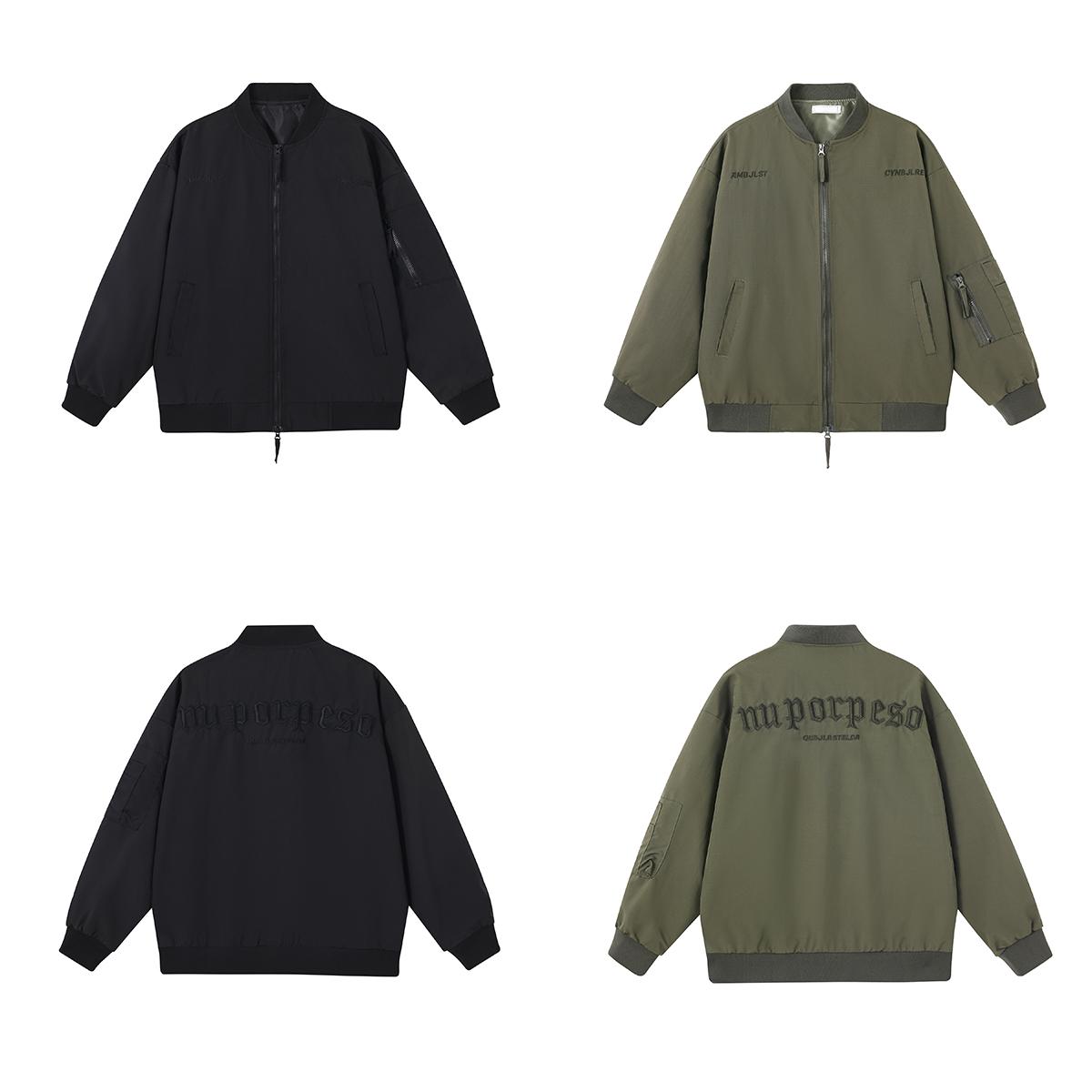 美式刺绣字母飞行员夹克男复古潮流棒球服外套A166-JK158-特P65,男装夹克,电商A166