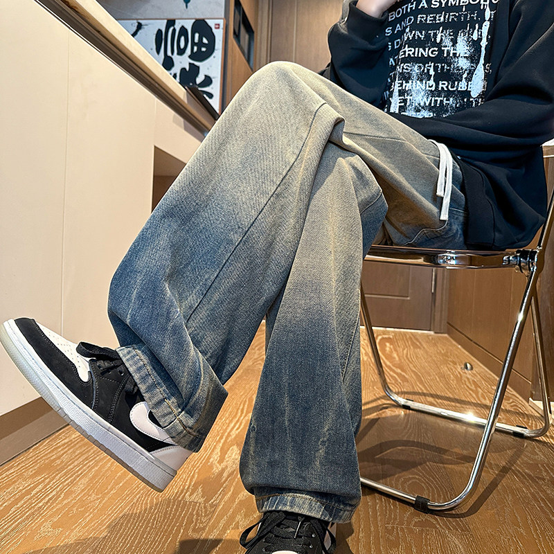 渐变牛仔裤男秋季设计感vibe风潮牌宽松直筒裤A166-N545-P50控85,男装牛仔裤,电商A166