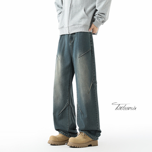 褶皱牛仔裤男秋季cleanfit美式高街做旧长裤A166-K043-特P38控75,男装牛仔裤,电商A166