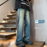 复古微喇牛仔裤男2025秋季水洗美式高街裤子insA166-N559-P55控85，男装牛仔裤，电商A166