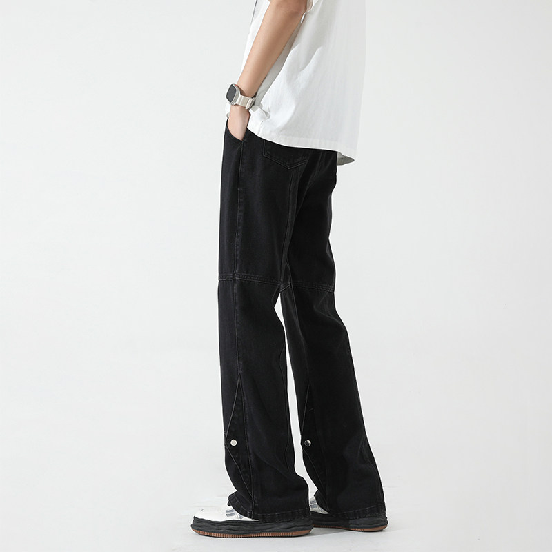 美式微喇牛仔裤男夏宽松直筒潮百搭休闲长裤子A166-K035-P45控75,男装牛仔裤,电商A166