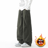 美式廓形加绒工装裤男冬季休闲弯刀裤A166-NJ5J06-P50加绒60控85，男装工装外套，电商A166