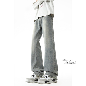 复古牛仔裤男春季宽松微喇长裤A166-8806-特P黑色22彩色27白色28，男装牛仔裤，电商A166